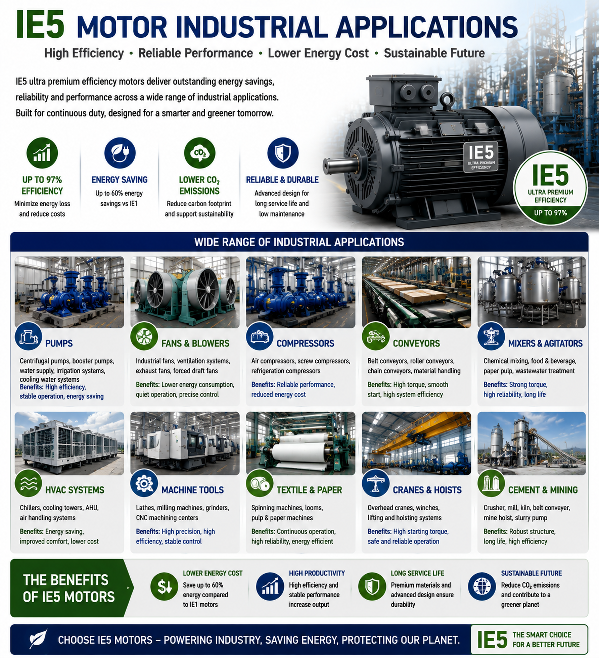 IE5 SynRM and PMSM motors used in pumps fans compressors and HVAC applications