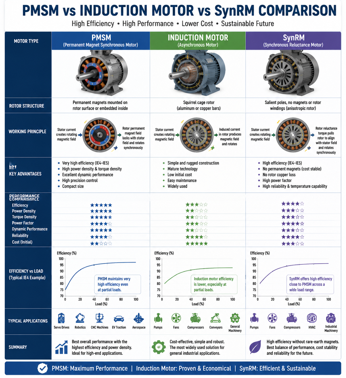 induction motor SynRM and PMSM technology comparison for industrial motor selection