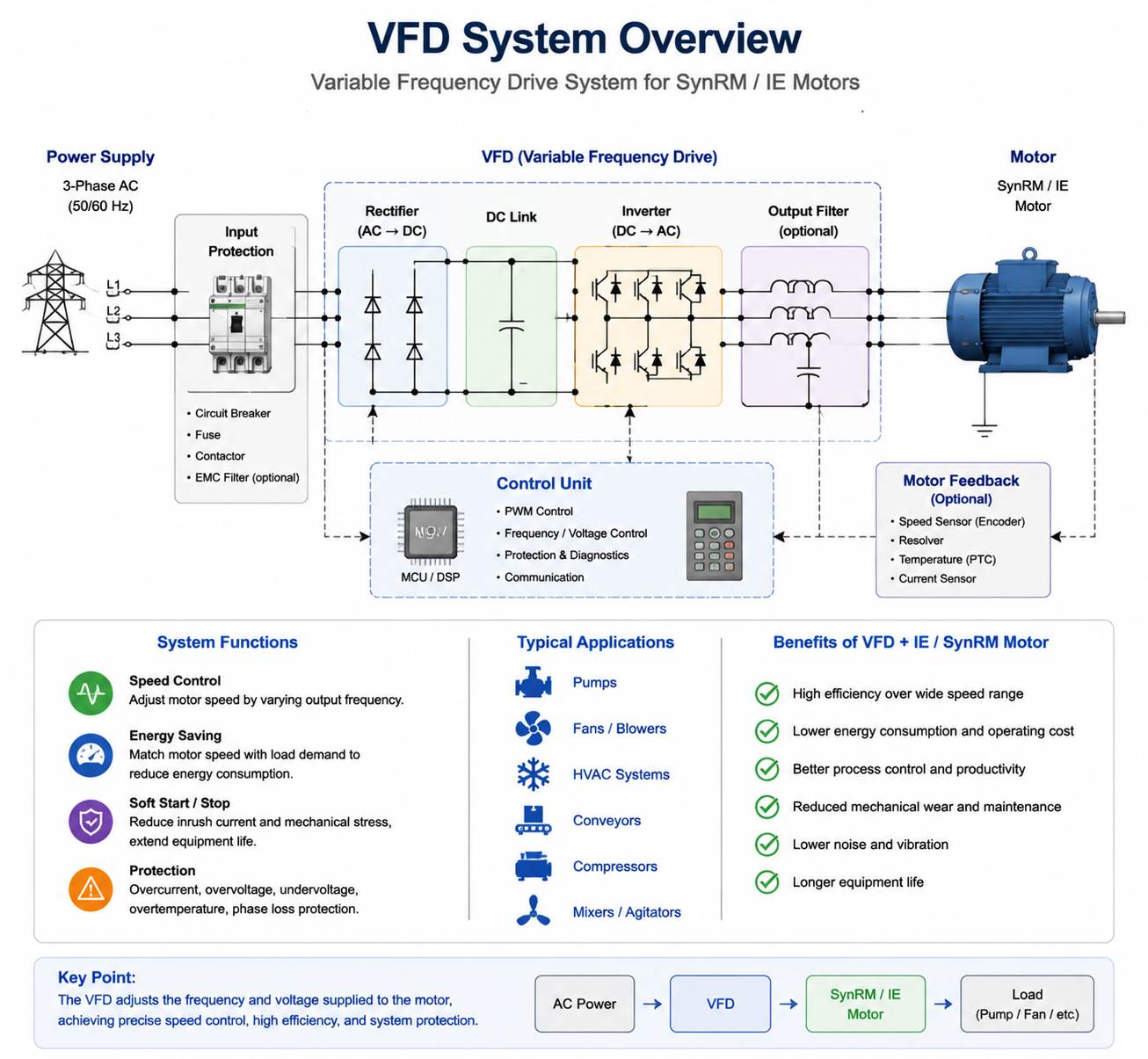 variable frequency drive controlling synchronous reluctance motor system